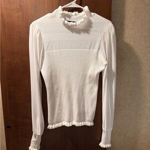 Elegant White Ruffled Women's Top
